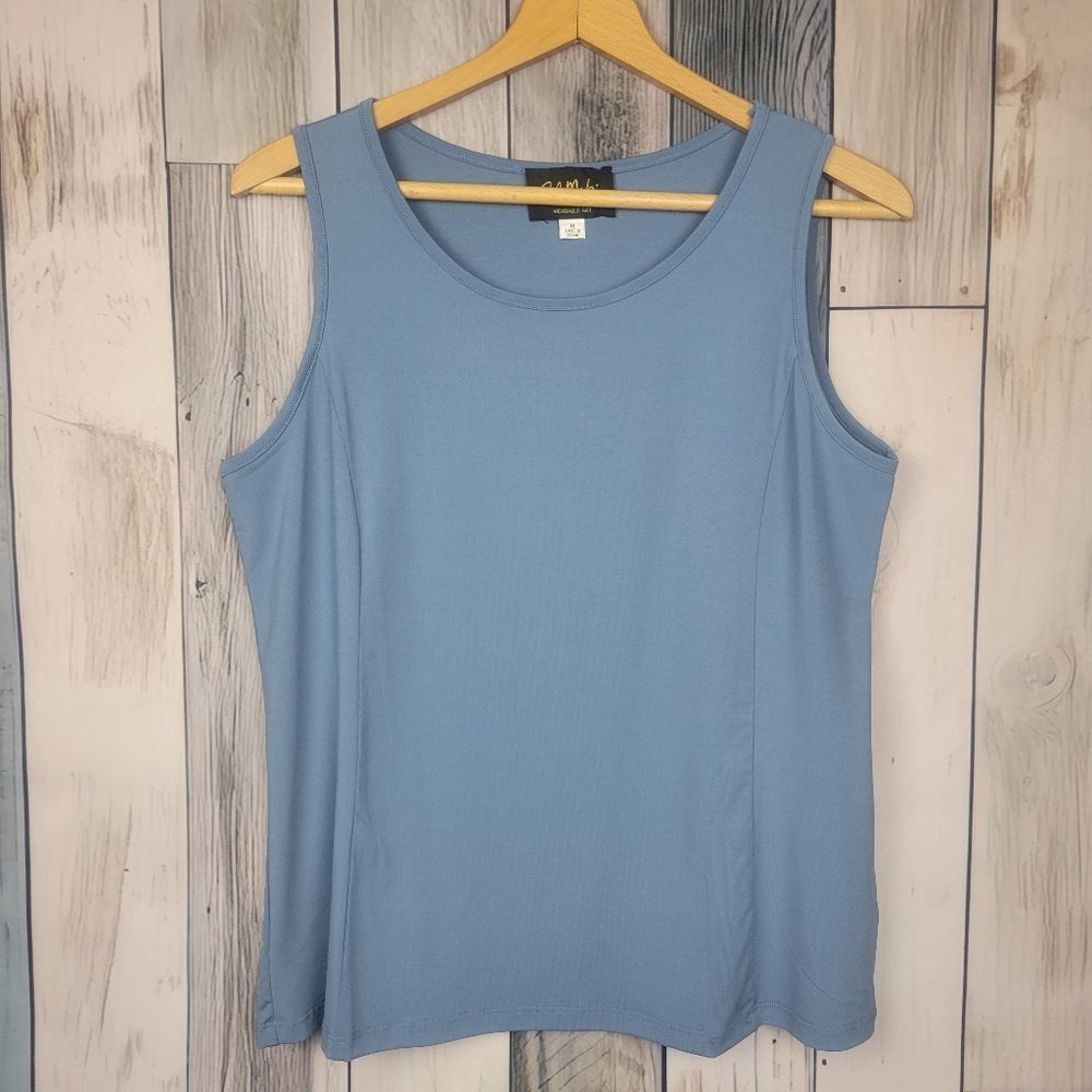 Vintage Bob Mackie Wearable Art Blue Tank Top Siz… - image 4
